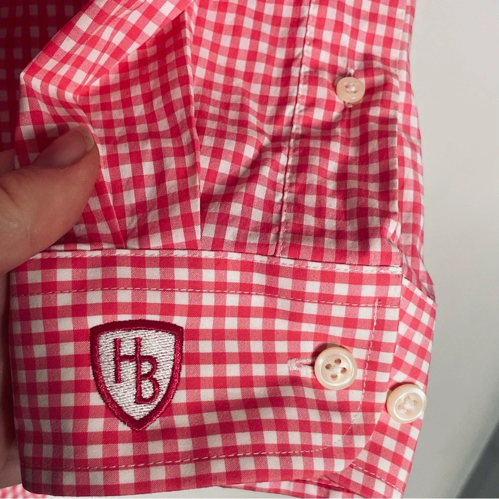FootJoy Shirt Men Large Pink White Check Button Up Casual Preppy Dadcore Classic - Picture 3 of 8